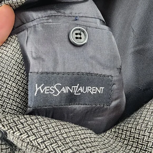 Yves Saint Laurent Jacket Mens 46R Gray Worsted Wool 3 Button Blazer *Read*